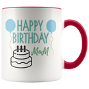 Happy Birthday Mom Balloon and Cake Coffee Mug - Adore Mugs