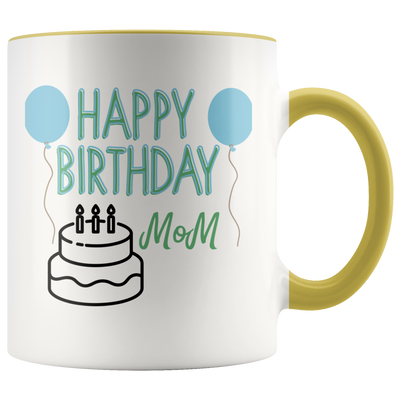 Happy Birthday Mom Balloon and Cake Coffee Mug - Adore Mugs