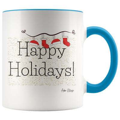 Happy Holidays Stockings Coffee Mug - Adore Mugs