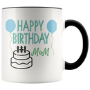 Happy Birthday Mom Balloon and Cake Coffee Mug - Adore Mugs