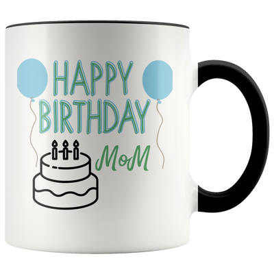 Happy Birthday Mom Balloon and Cake Coffee Mug - Adore Mugs