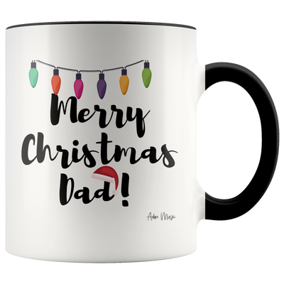 Merry Christmas Dad Lights and Hat Coffee Mug - Adore Mugs