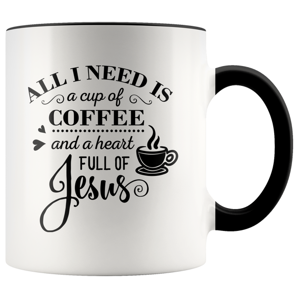Cup of Coffee and Heart Full of Jesus Coffee Mug - Adore Mugs