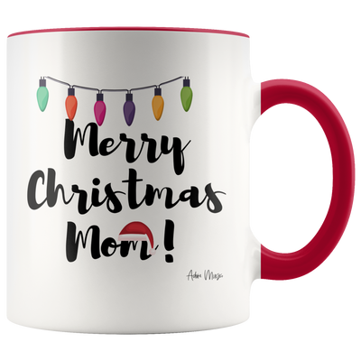 Merry Christmas Mom Lights and Hat Coffee Mug - Adore Mugs