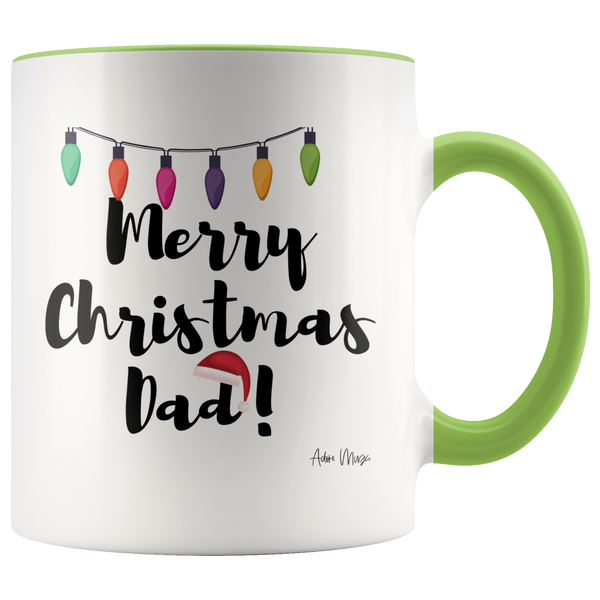 Merry Christmas Dad Lights and Hat Coffee Mug - Adore Mugs
