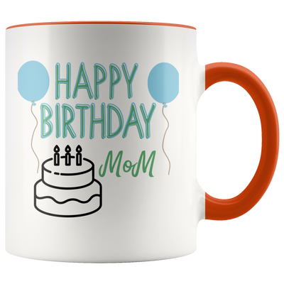 Happy Birthday Mom Balloon and Cake Coffee Mug - Adore Mugs